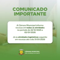 Câmara Municipal entra em recesso a partir de 22 de dezembro