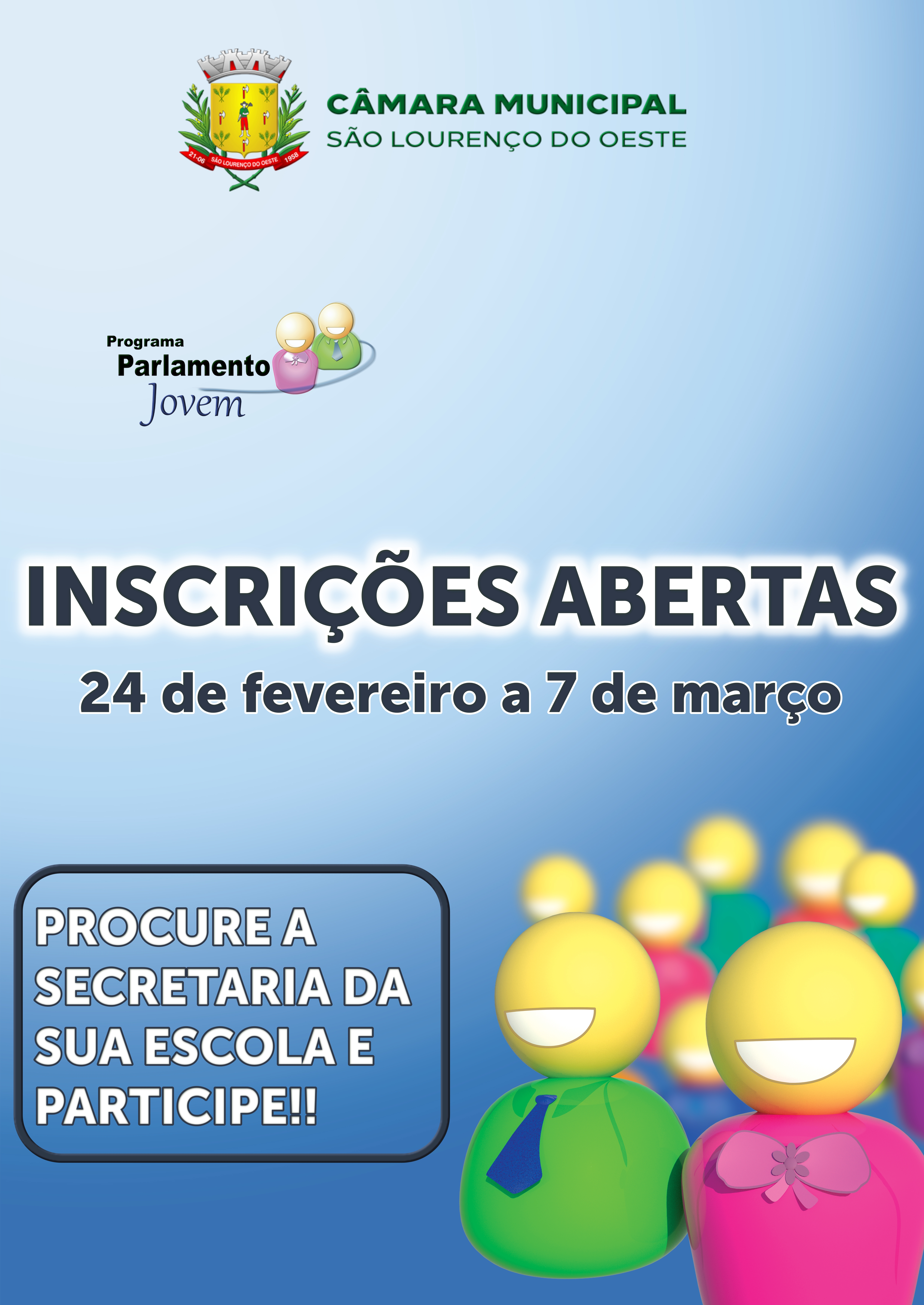 Inscrições abertas para os programas Parlamento Jovem e Executivo Mirim 2025